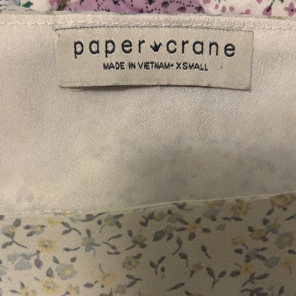 Paper Crane Blue and Cream Floral Blouse - XS - Picture 6 of 7